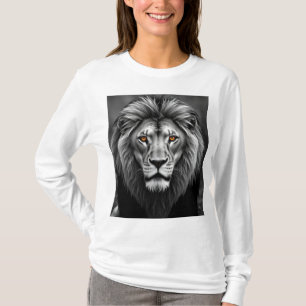 Majestic Lion Portrait – Strength in Charcoal Art T-Shirt