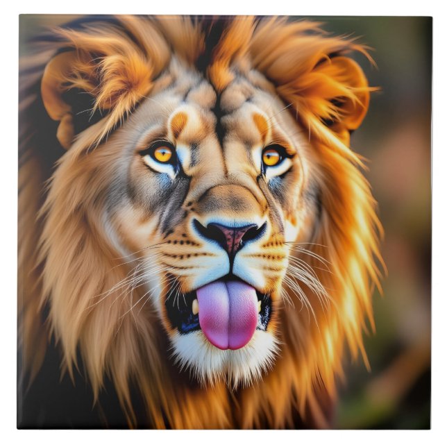 Majestic Lion Portrait Tile (Front)