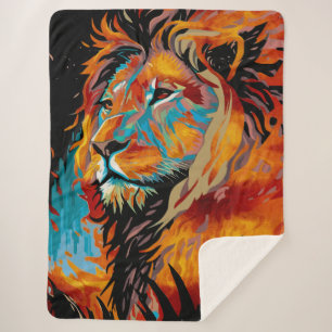 Majestic Lion Protecting Forests Sherpa Blanket