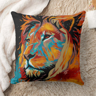 Majestic Lion Protecting Forests Throw Pillow