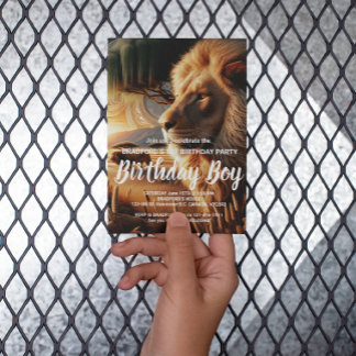 Majestic Lion Roaming With Awe Birthday invite Postcard