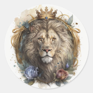 Majestic Lion Sticker in Regal Watercolor Style 