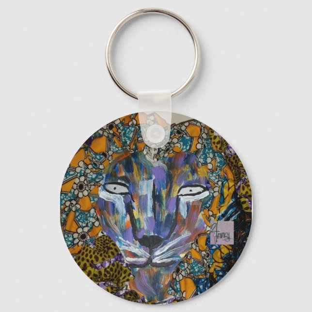 Majestic Lion with the Kente Cloth Mane Keychain (Front)