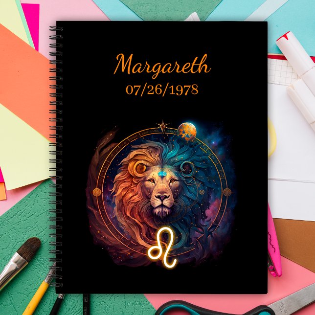 Majestic lion zodiac sign custom notebook (Creator Uploaded)