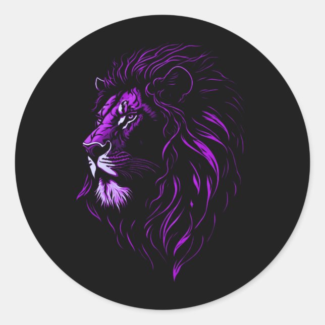 Majestic Lion's Face Classic Round Sticker (Front)