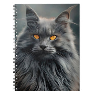 Majestic Long-Haired Cat Portrait Design Notebook