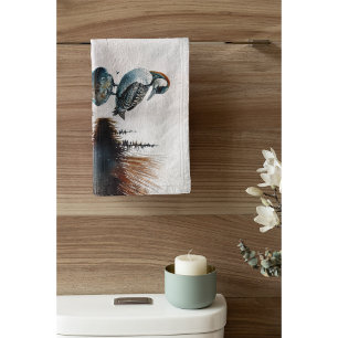 Majestic Loon on a Rock Watercolor Bath Towel Set