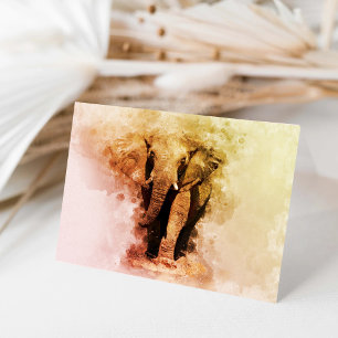 Majestic Male African Elephant Walking Watercolor Thank You Card