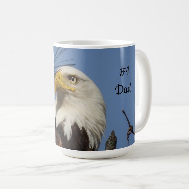 Majestic Male Bald Eagle In Nest - #1 Dad Coffee Mug (Front Right)