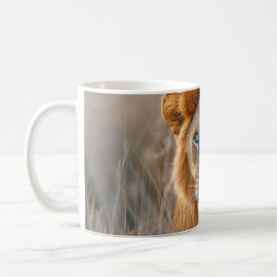 Majestic Male Lion with Glowing Blue Eyes Coffee Mug