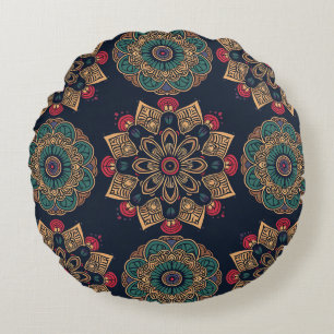 Majestic Mandala Muse Round Pillow