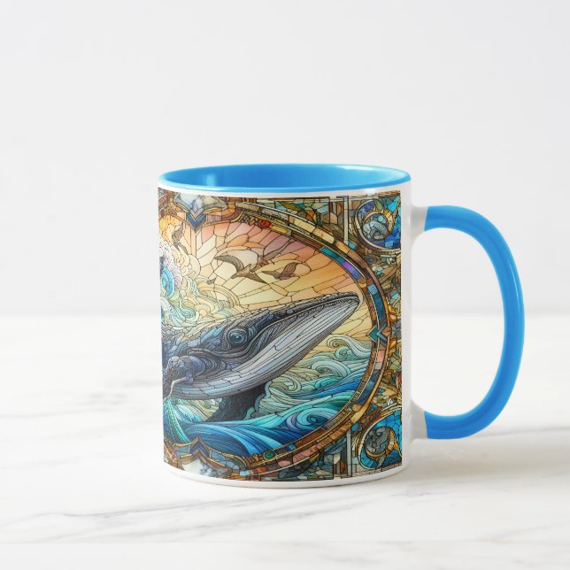 Majestic Marine Mosaic A Stained Glass Whale Mug (Right)