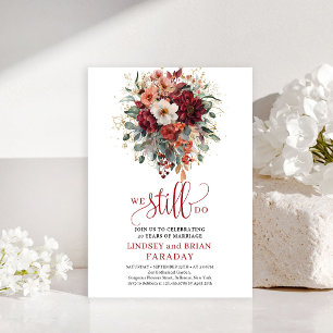 Majestic Maroon Boho Eucalyptus Vow Renewal Invitation