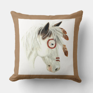 Majestic Medicine Hat Pony Horse art By Bihrle Throw Pillow