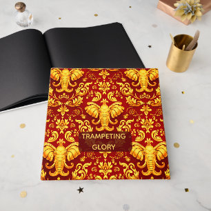  Majestic Memories: Customizable Crimson Elephant  Guest Book
