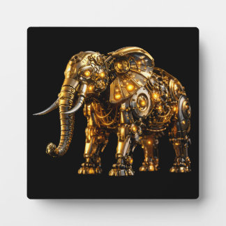 Majestic Metallic Gold Elephant Desktop Wood Art Plaque