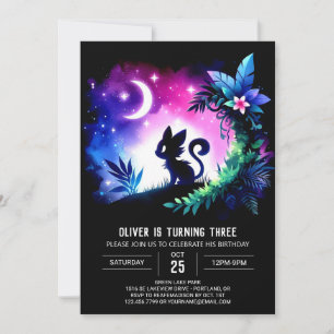 Majestic Modern Cat Birthday Invitation