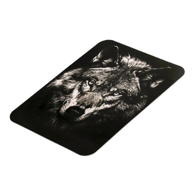 Majestic Monochrome Wild Wolf Magnet (Left Side)