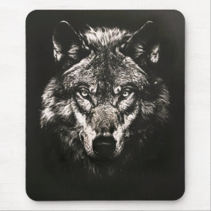 Majestic Monochrome Wild Wolf Mouse Pad