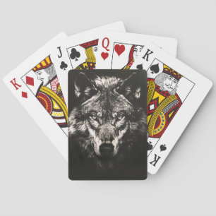 Majestic Monochrome Wild Wolf Playing Cards