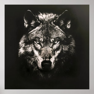 Majestic Monochrome Wild Wolf Poster