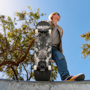 Majestic Monochrome Wild Wolf Skateboard