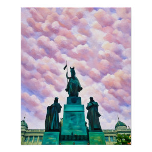 Majestic Monument Against A Cotton Candy Sky Poster