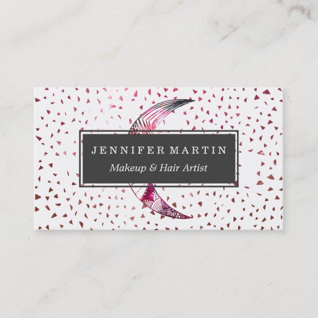 Majestic Moon Hand Drawn Nebula Abstract Stars Business Card (Front)