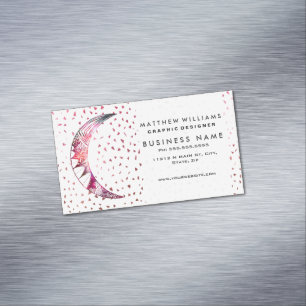 Majestic Moon Hand Drawn Nebula Abstract Stars Magnetic Business Card