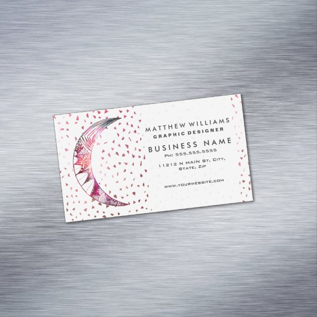 Majestic Moon Hand Drawn Nebula Abstract Stars Magnetic Business Card (In Situ)