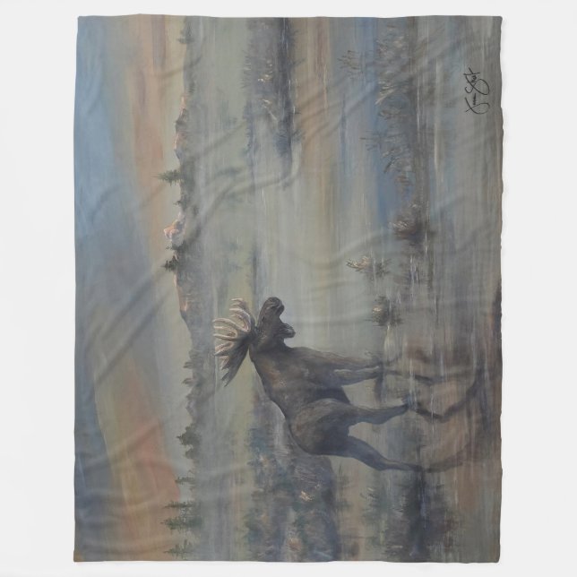Majestic Moose Fleece Blanket (Front)