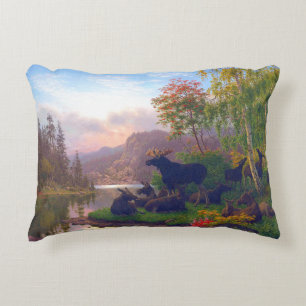 Majestic Moose in a Swedish Autumn Landscape Accent Pillow