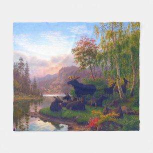 Majestic Moose in a Swedish Autumn Landscape  Fleece Blanket