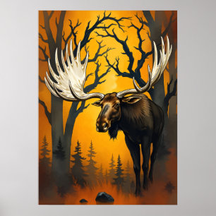 Majestic Moose in Autumn Forest – Wilderness Art Poster