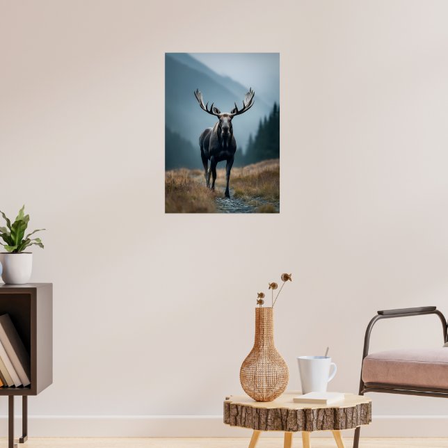 Majestic Moose in Mountain Valley Poster (Living Room 3)