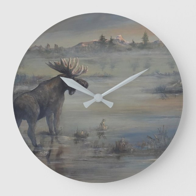 Majestic Moose Large Clock (Front)