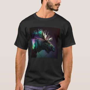 Majestic moose moonlight northern light scandinavi T-Shirt