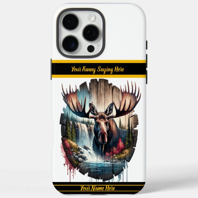 Majestic moose standing near a cascading waterfall Case-Mate iPhone case (Back)