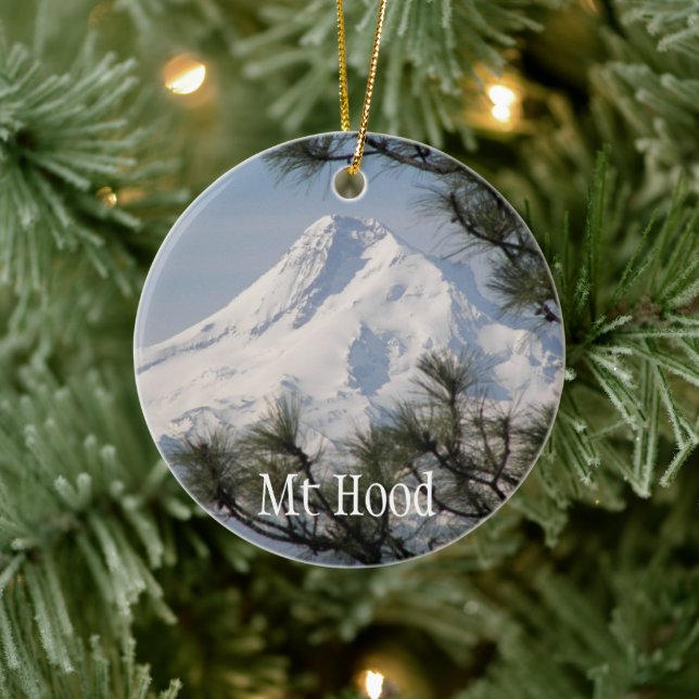 Majestic Mount Hood Photo Ceramic Ornament (Tree)