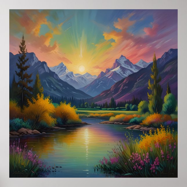 Majestic mountain artwork poster (Front)