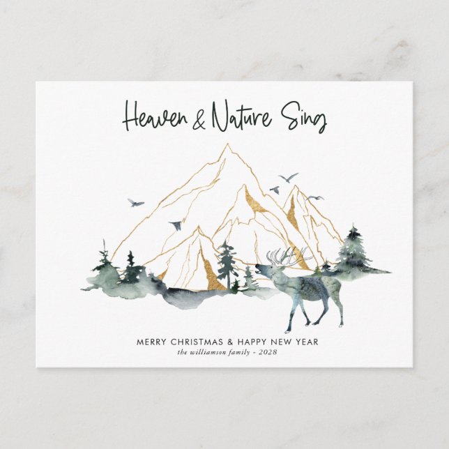 Majestic Mountain  Forest Woodland Christmas Card (Front)
