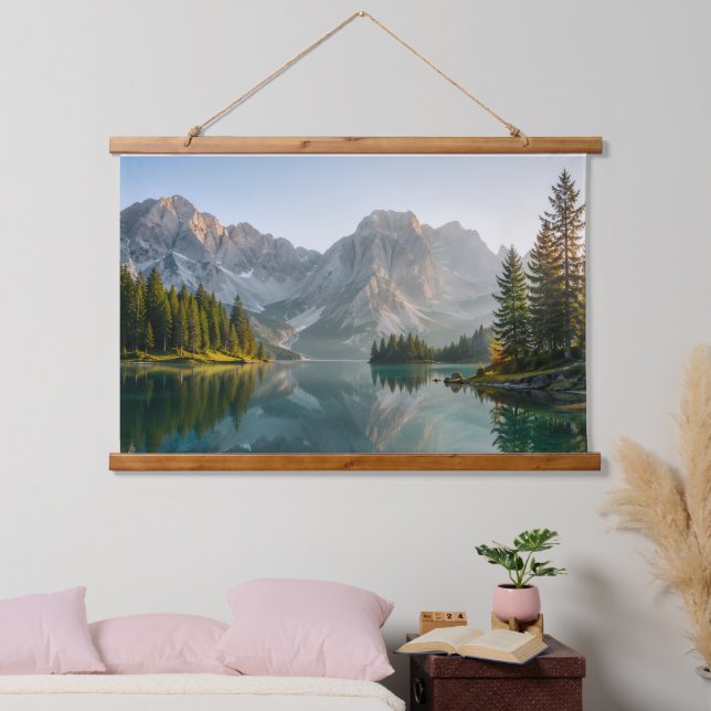 Majestic Mountain Lake Reflection Wall Art (Bedroom)