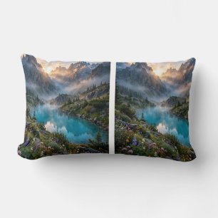 Majestic Mountain Lake Sunrise Accent Pillow