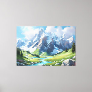 Majestic Mountain Landscape Alpine Scenery  Canvas Print