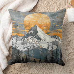 Majestic Mountain Landscape - Rustic Nature Throw Pillow