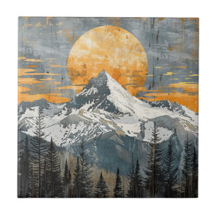 Majestic Mountain Landscape - Rustic Nature Tile