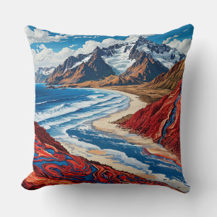 Majestic Mountain Landscape with Vibrant Colours Throw Pillow