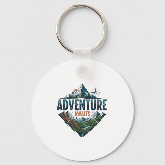 Majestic Mountain & River Adventure Art Print Keychain (Front)