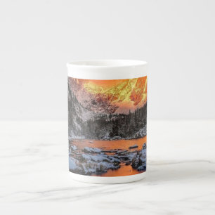 Majestic Mountain Sunset Winter Landscape Nature  Bone China Mug