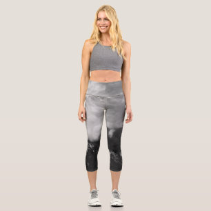 Majestic mountain underneath clouds capri leggings